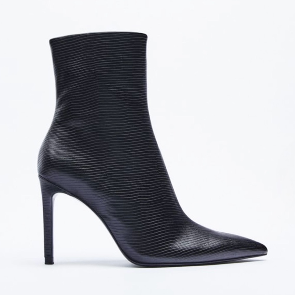 Zara Embossed Pointed Toe Boots